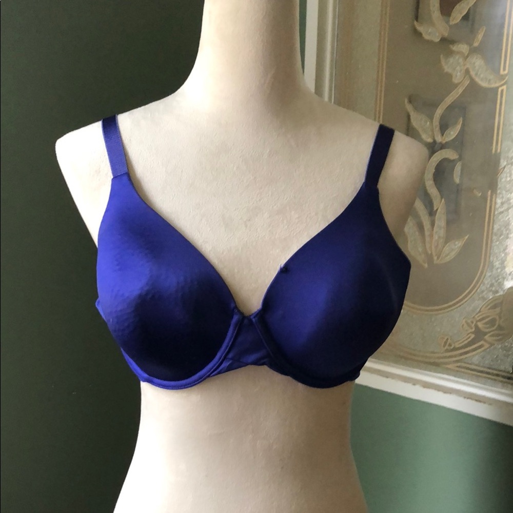 Royal Blue Satin Bra with Molded Cups
